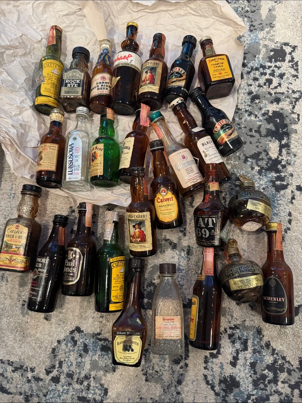 Assorted vintage empty Miniature Liquor Bottle Collection - Brown